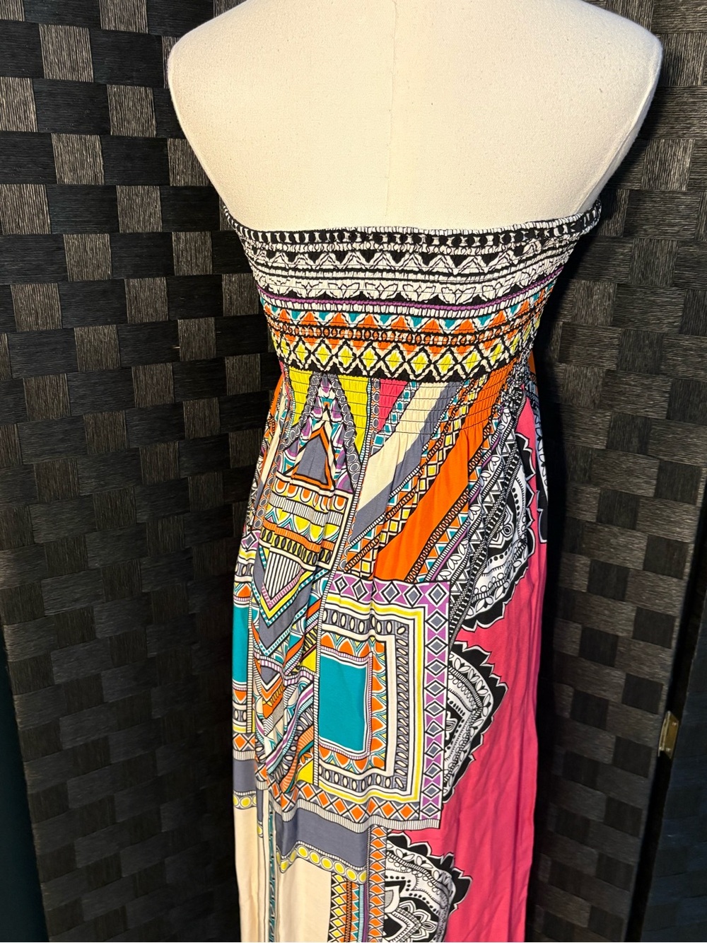 Flying Tomato Printed Strapless Maxi Dress Tribal Geometric Festival Boho - Picture 4 of 5